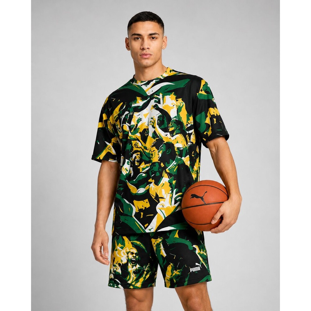 NWT PUMA Rival Rage AOP Jamaica Mesh Tee Men’s S - Picture 2 of 10